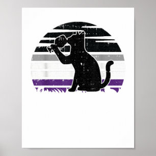 Katze und Wein Asexueller Stolz Retro trinkt LGBT- Poster