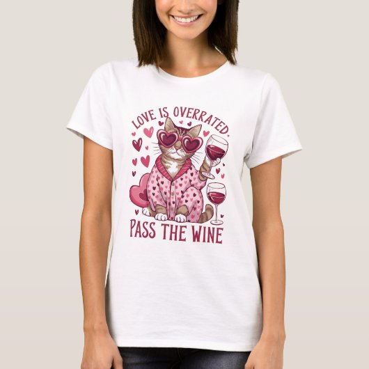 Katze und Wein Valentine T-Shirt (Vorderseite)