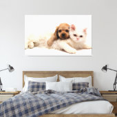 Katze und Welpe Leinwanddruck (Insitu (Schlafzimmer))