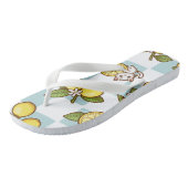 Katze und Zitronen Flip Flops Badesandalen (Schrägansicht)