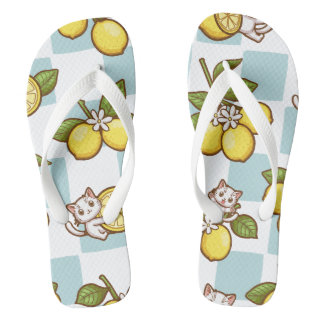 Katze und Zitronen Flip Flops Badesandalen