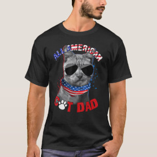 Katze uns Flagge Sonnenbrille All American Cat Dad T-Shirt