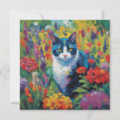 Katze unter Blume Mitteilungskarte (Vorderseite)