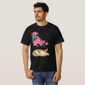 Katze unter Cherry Blossom Niedlich Japanisch Kawa T-Shirt (Vorne ganz)