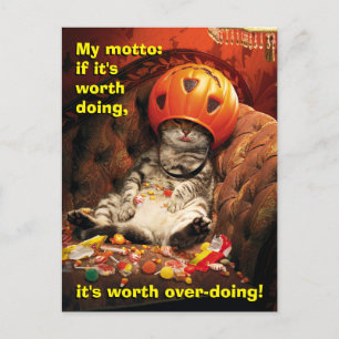 Katze unter dem Bonbongefäß Einladungspostkarte