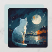 Katze Unter dem Mond am See - KARTE (Vorne/Hinten)
