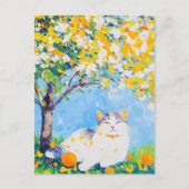 Katze unter dem Orangenbaum Postkarte (Vorderseite)