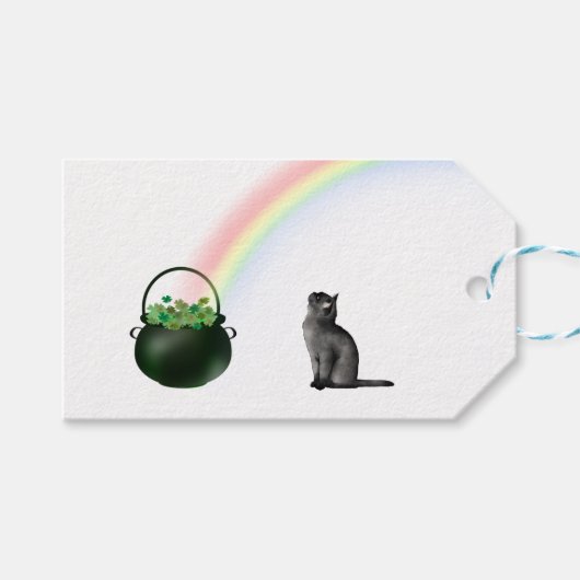 Katze Unter dem Regenbogen St. Patricks Day Gesche Geschenkanhänger (Vorderseite (Horizontal))