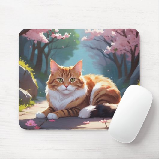 Katze unter dem Sakura-Baummousepad Mousepad (Mit Mouse)