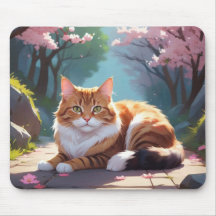 Katze unter dem Sakura-Baummousepad