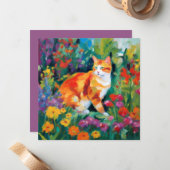 Katze unter den Blume Note Card Mitteilungskarte (Vorderseite/Rückseite Beispiel)