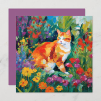 Katze unter den Blume Note Card Mitteilungskarte