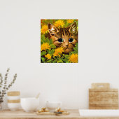 Katze unter den Blume Plakatdruck Poster (Küche)