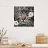 Katze unter den Daisis Poster Print (Küche)