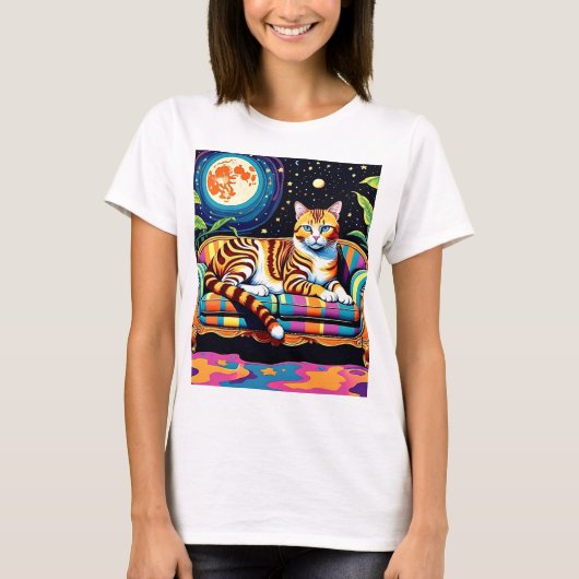 Katze unter den Sternen 2 T-Shirt (Vorderseite)