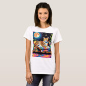 Katze unter den Sternen 2 T-Shirt (Vorne ganz)