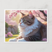 Katze unter der Postkarte des Sakura-Baumes (Vorderseite)