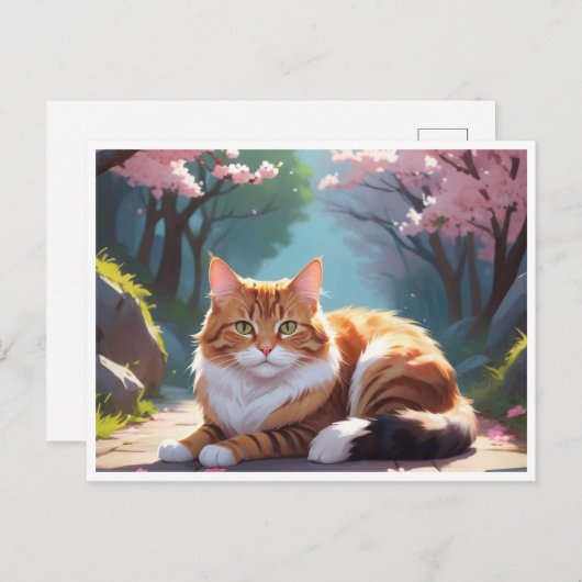 Katze unter der Postkarte des Sakura-Baumes (Vorne/Hinten)