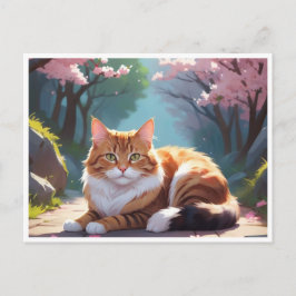 Katze unter der Postkarte des Sakura-Baumes