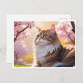 Katze unter der Postkarte des Sakura-Baumes (Vorne/Hinten)