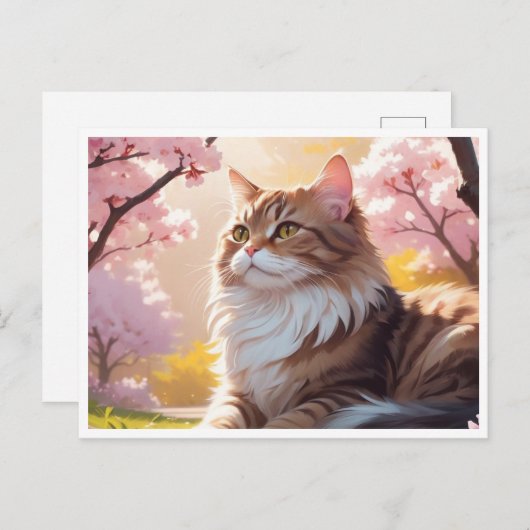 Katze unter der Postkarte des Sakura-Baumes (Vorne/Hinten)