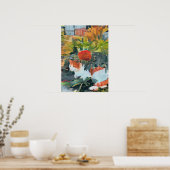 Katze unter einem blühenden Busch Poster (Küche)