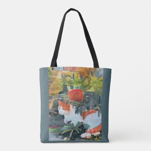 Katze unter einem blühenden Busch Tasche (Rückseite)