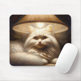 Katze unter einer Lampenschirmmalerei Mousepad