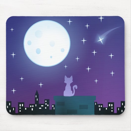 Katze unter Mondlicht Mousepad (Vorne)