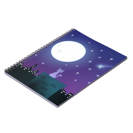 Katze unter Mondlicht Notizblock (Linke Seite)