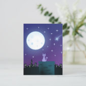 Katze unter Mondlicht Postkarte (Stehend Vorderseite)
