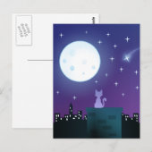 Katze unter Mondlicht Postkarte (Vorne/Hinten)
