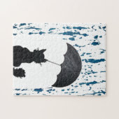 Katze unter Regenschirm Puzzle (Horizontal)