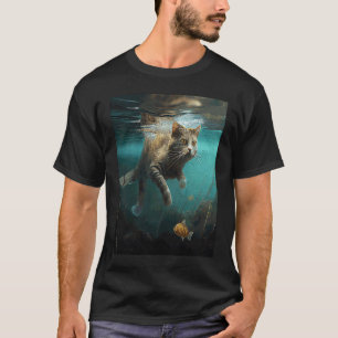 Katze unter Wasser fischt T-Shirt
