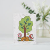 Katze unterm Baum Postkarte (Stehend Vorderseite)