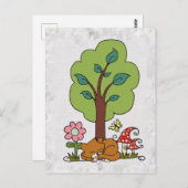 Katze unterm Baum Postkarte (Vorne/Hinten)