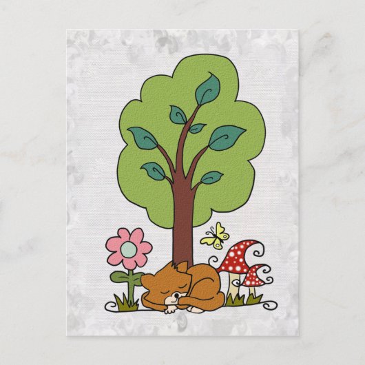 Katze unterm Baum Postkarte (Vorderseite)