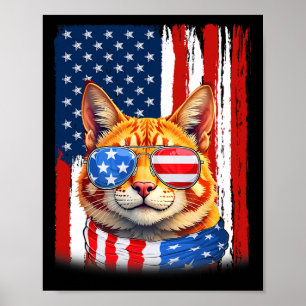 Katze USA Amerika Flagge Patriotische Katze 4. Jul Poster