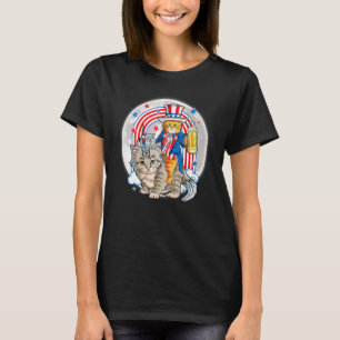 Katze USA Flagge Zylinder Catcorn Unabhängigkeit 4 T-Shirt