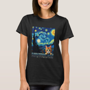 Katze Van Gogh Inspirierte Kunst Malerei Liebhaber T-Shirt