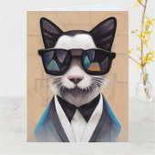 KATZE VATER BIRTHDAY SUNGLASSEN COOLE BIRTHDAY CAR KARTE (Gelbe Blume)