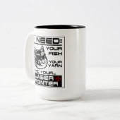 Katze verlangt Fischgarn und Laser Pointer Niedlic Zweifarbige Tasse (Vorderseite Links)