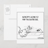 Katze versteckt Ostereier Feiertagspostkarte (Vorne/Hinten)