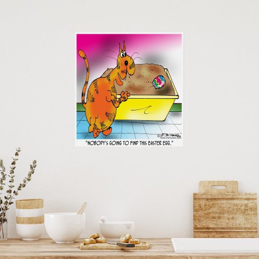 Katze versteckt Ostereier Poster (Küche)