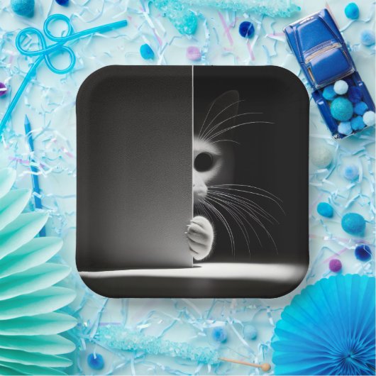 Katze versteckt sich im Schatten Pappteller (Party)