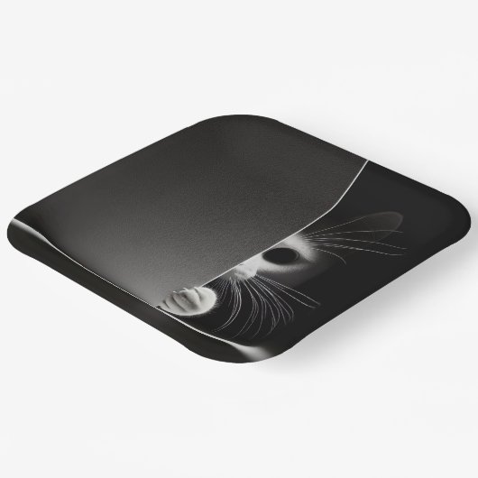 Katze versteckt sich im Schatten Pappteller (Gewinkelt)