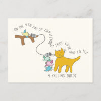 Katze Vierter Tag 4, an dem Vögel zu Weihnachten g