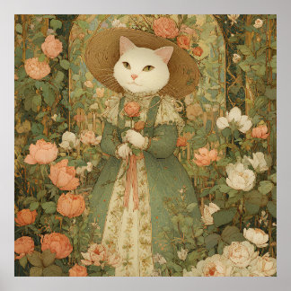 Katze - viktorianische Katzenlady Rosewood Poster
