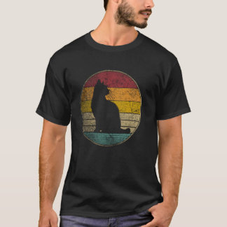 Katze - Vintage abgenutzt Retro-Silhouette 60er 70 T-Shirt