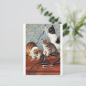 Katze Vintage Postkarte (Stehend Vorderseite)